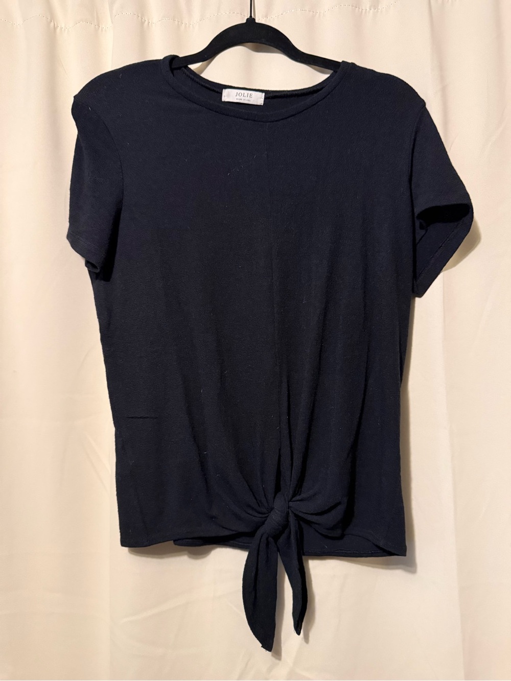 Jolie Black Short-Sleeve Tie-Front Tee